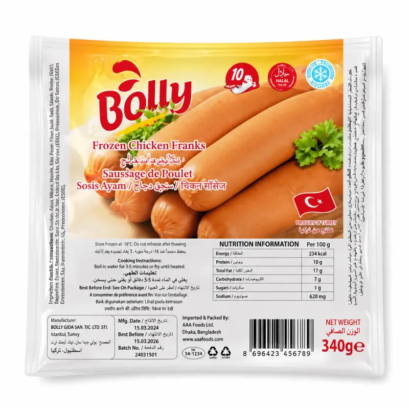 Bolly frozen chicken sausage 340g