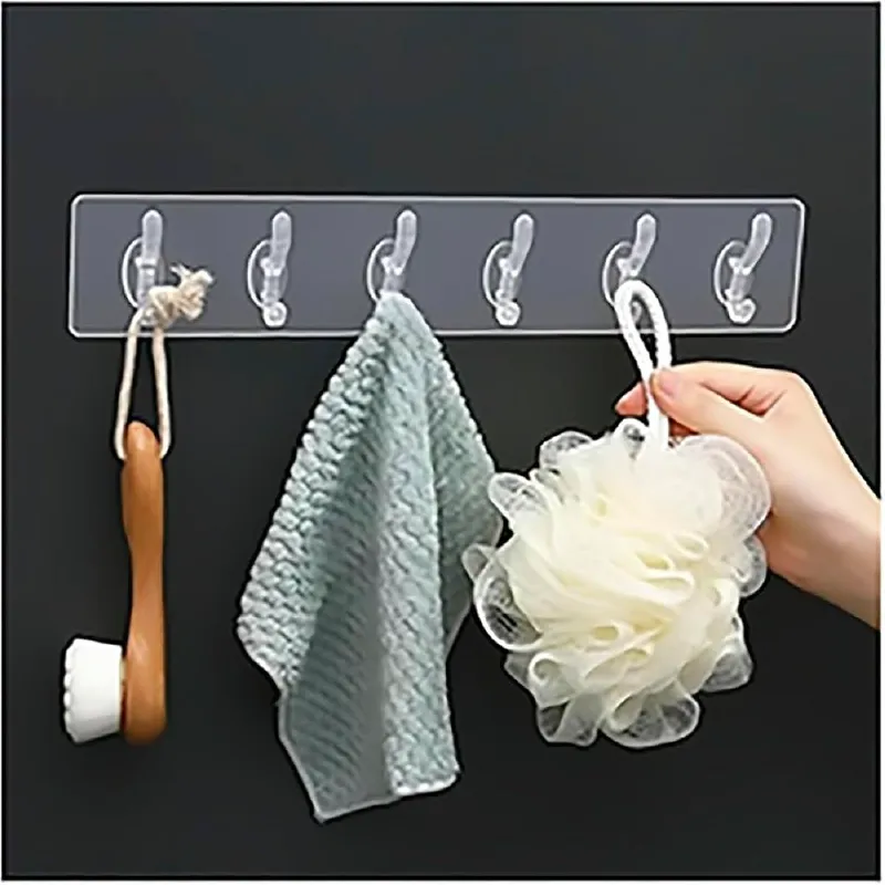 Flexible transparent hook hanger with 6 hooks