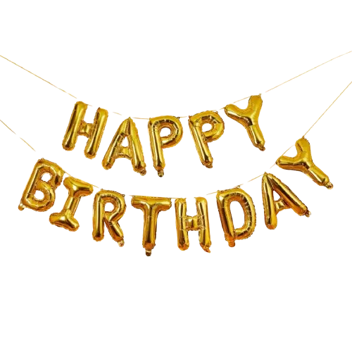Happy Birthday Balloon Banner, Aluminum Foil Letters