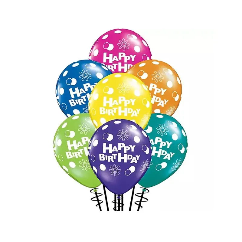 Happy Birthday Balloon - 12 pieces (Multicolor)