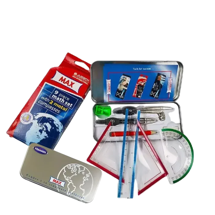 Super Max 9Piece math Set 2 with Metal Compasses