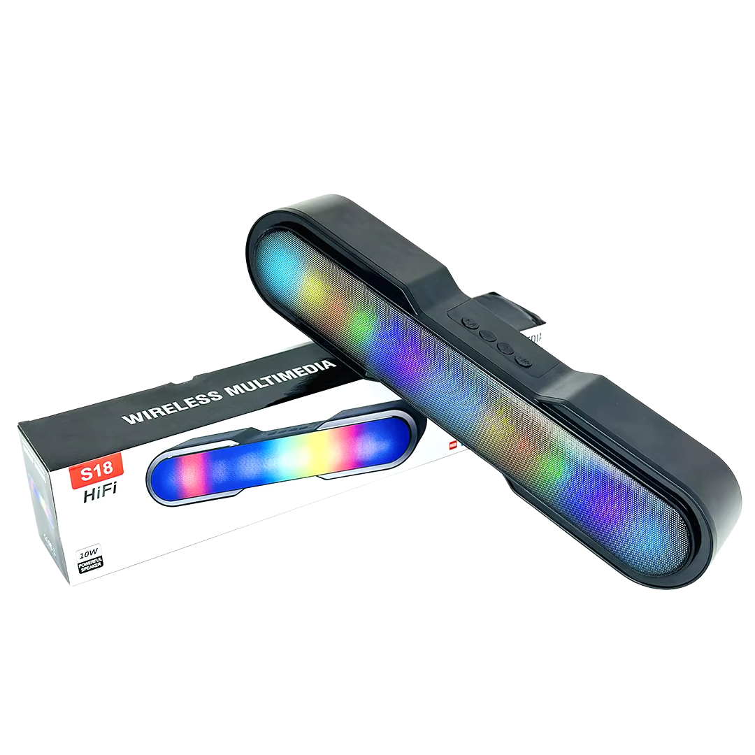 S18 RGB Light Sound Bar Wireless Speakers TWS Home Desktop Subwoofer Stereo Bluetooth Speaker