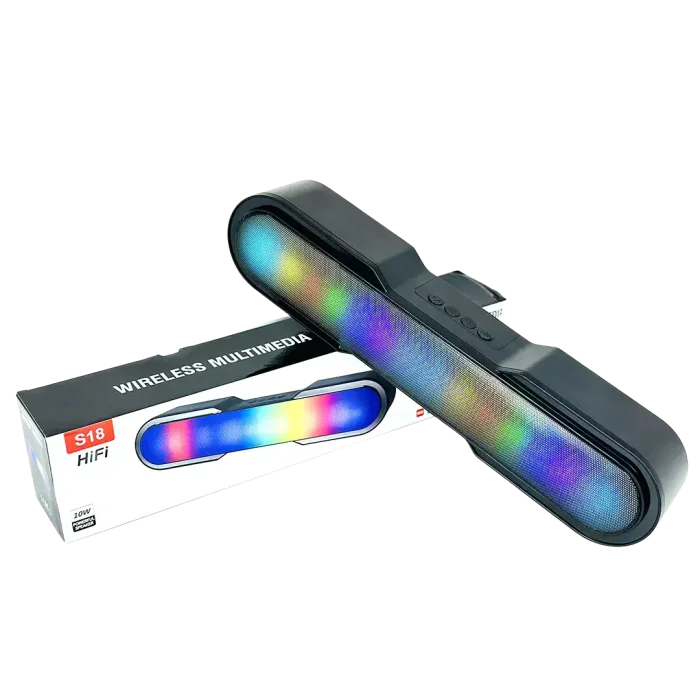 S18 RGB Light Sound Bar Wireless Speakers TWS Home Desktop Subwoofer Stereo Bluetooth Speaker