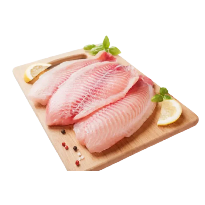 fillet of tilapia on a cutting Board Half Chinese Cut