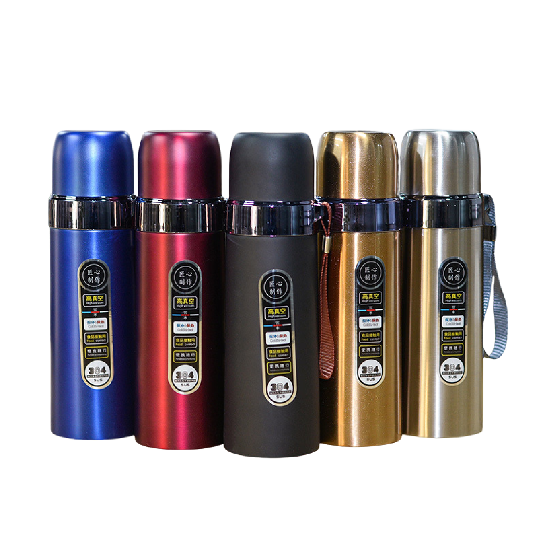 Termos Vacuum Flask Outdoor Portable Rope Filter Insulated Stainless Steel Bullet Water Bottle