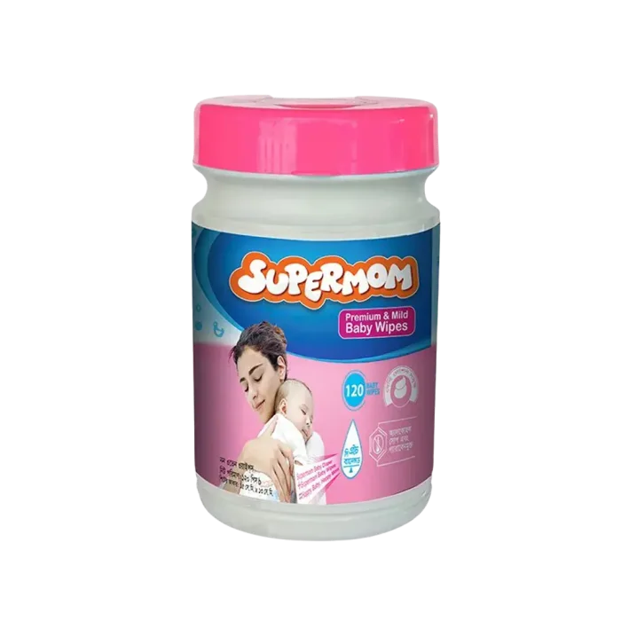 Supermom Premium & Mild Baby Wipes 120Pcs